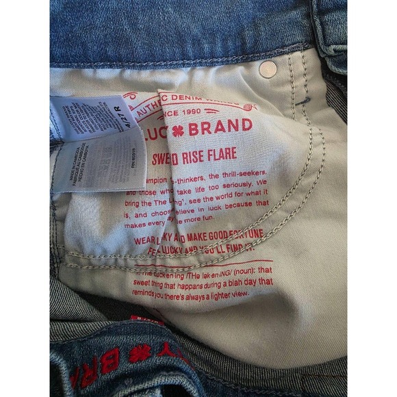 Lucky Brand Jeans Womens Size 27 Blue Bootcut Medium Wash Raw Hem Mid Rise Flare - Picture 5 of 5